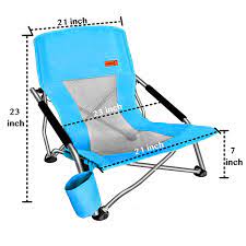 Kingcamp beach chair features an extended seat height and sits 33.5 inches off the ground, seat width 23.2 inches; Nice C Low Beach Camping Folding Chair Ultralight Backpacking Chair With Cup Holder Carry Bag Compact Heavy Duty Outdoor Indoor 1 Pack Of Blue Walmart Com Walmart Com