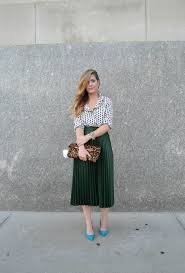 Black And White Polka Dot Midi Skirt Kcfw Recap Sophisticaited Green Skirt Skirts Pleated Skirt