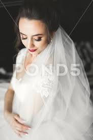Beautiful Bride Wearing Fashion Wedding Dress With Feathers With Luxury Delight Stock Image 86075031 Wedding Dress With Feathers Wedding Dress Styles Wedding Styles