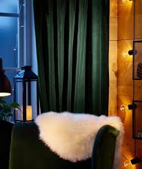 Discover affordable furniture and home furnishing inspiration for all sizes of wallets and homes. Ikea Sanela Dark Green Cotton Curtains Are Simple To Hang And Easy To Draw At Bedtime Blue Decor Curtains Winter Blues