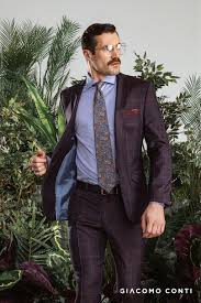 Fioletowy Garnitur W Kratke Giacomo Conti In 2020 Mens Fashion Suits Suit Fashion Mens Suits