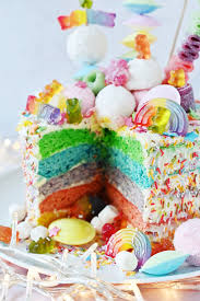 Regenbogen Torte Backen Rezept Fur Rainbow Candy Cake Regenbogentorte Bunter Kuchen Kindergeburtstag Torte Ohne Backen