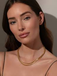 Gold Layered Flat Snake Chain Necklace