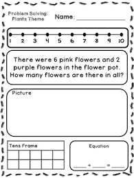 Plant Theme Addition Subtraction Word Problems Kindergarten First Addition Words Subtraction Word Problems Word Problems Kindergarten