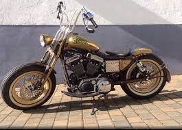 Harley Davidson Springer Sportster Evolution The Sinner Cash Counts Gold Metalflake Brown Custom Paint Pinstripes Pi Custom Paint Pinstriping Harley Davidson