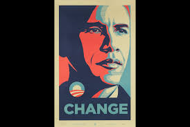 | political poster for george h. Shepard Fairey Barack Obama Change Poster Blakeantwi Art And Design