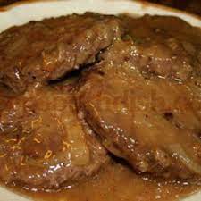 Hamburger Steak With Creamy Onion Gravy Recipe Deer Meat Recipes Venison Recipes Deer Recipes