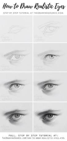 Step-by-step realistic eye drawing progression, AI generated