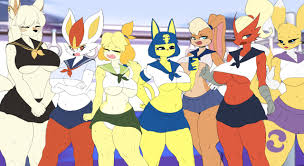 277700 - suggestive, artist:burgerkiss, edit, ankha (animal crossing),  isabelle (animal crossing), lola bunny (looney tunes), oc, oc only,  blaziken, canine, cat, cinderace, dog, feline, fictional species,  lagomorph, mammal, rabbit, renamon, shih tzu,