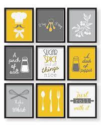Gray Mustard Yellow Kitchen Decor Poster Set Set Of 9 Prints Etsy Yellow Dining Room Yellow Kitchen Walls Yellow Kitchen Decor