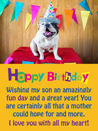 Birthday Wishes For Father From Daughter In Sinhala Dog With Festive Hat Happy Birthday Card For Son From Mother Birthday Greeting Cards By Davia In 2020 Birthday Cards For Son Happy Birthday Cards Birthday Greeting Cards