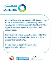 As a patient, use this portal to link to and interact with your doctor who will be notified when your data is available. Covid 19 Vaccination Hamad Medical Corporation Facebook