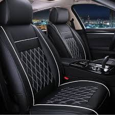 Black And White Car Seat Covers 7pcs Pu Leather Car Seat Cushion Cover Protector Set For 5 Seat Cars Black White Universal Leather Car Seats Car Seats Car Seat Cushion