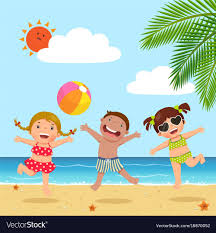 Happy Kids Jumping On The Beach Vector Image On Vectorstock Drawing For Kids Art Drawings For Kids Kids Art Projects