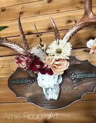 Deer Skull With Floral Crown European Mount Strength And Beauty Deer Antler Decor Deer Head Decor Deer Skull Decor