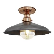 Barn Stem Flush Mount 15 Inch Copper Pewter Flush Mount Ceiling Lights Flush Lighting Industrial Flush Mount Lighting