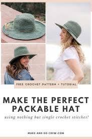 Fedora Crochet Sun Hat Pattern Free Pattern Video Tutorial Crochet Sun Hat Crochet Hat With Brim Hat Patterns To Sew