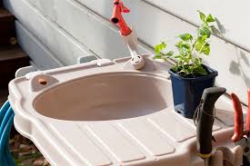 maze outdoor sink, bench and hose hook