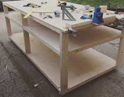 The 4x8 Work Table Looked Very Sturdy And Well Designed I Added A Few Extra Braces And Bumped Up The Hardware T Workbench Work Table Woodworking Projects Diy