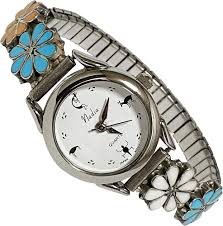 Amazon | ズニ族 インディアンジュエリー 腕時計 STERLING 銀製 フラワー 花 クラスター ネイティブアメリカン レディース ウォッチ  時計 | バングル 通販