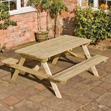 Select one in a natural color or go with painted white for a brighter look. Picnic Table And Bench Timber Seats 6 People Pre Assembled