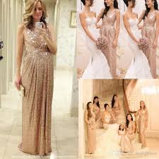 2015 Rose Gold Bridesmaids Dresses Custom Made Sequin Plus Size Maid Of Honor Gold Bridesmaid Dresses Rose Gold Sequin Bridesmaid Dress Maid Of Honour Dresses