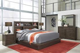 Best master furniture 5 pcs modern lacquer bedroom set, queen, grey. Modern Loft Brown Queen Platform Bedroom Set The Furniture Mart