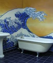 In this case, the tiles are white, so the dark wood around the mirror and the black faucet and drawer pulls offers a nice contrast. 31 Bathroom Murals Ideas Bathroom Mural Bathroom Design Design