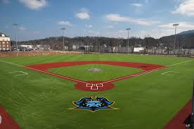 The rangers' b1k system from shaw sports turf incorporates a natural fill made of crushed coconut husks to further disperse the energy and soften hops. East Tennessee State University Shaw Sports Turf