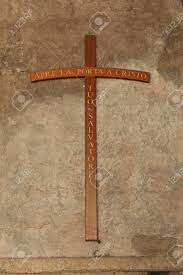 Tombs located in hungary with inscriptions in prekmurje slovene. Cross On A Old Stucco Wall With Inscription On Italian Apri La Porta A Cristo Tuo Salvatore Open The Door To Christ Your Savior Stock Photo Picture And Royalty Free Image Image