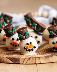 Snowman Cookie Dough Balls - Best Christmas Desserts