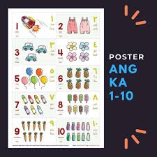 Komposisi etnis di indonesia amat bervariasi karena negeri ini memiliki ratusan ragam suku dan budaya. Jual Poster Belajar Angka 1 10 3 Bahasa Ukuran A3 33 Cm X 48 Cm Lumalumi Terbaru Juli 2021 Blibli