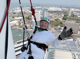 Doris Long Abseiling Down Spinnaker Tower Editorial Stock Photo