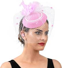 Women's Vintage Fascinator Hats 20s 50s Pillbox Hat Derby Feather  Fascinators Veil Mesh Tea Party Wedding Cocktail Headwear