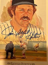 JIM CATFISH HUNTER Hand Signed Autographed Perez-Steele Postcard YANKEES