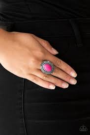 Tumblin Tumbleweeds Pink Pink Ring Paparazzi Accessories Pink Stone