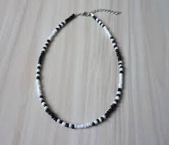 Black And White Jewelry Black And White Zebra Piano Choker Necklace Beaded Glass Seed Bead Necklace In 2020 Beaded Necklace Seed Bead Necklace White Beaded Necklaces