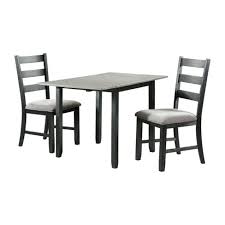 The simple elegance of this dining table will make everyday dinners special. 3pc Tuttle Drop Leaf Extendable Dining Table Set And 2 Chairs Gray Black Picket House Furnishings Target