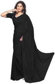 Wear a black or red silk cotton saree, pair it with a gold designer blouse and tie a hair bun. Buy Indoprimo Solid Bollywood Poly Georgette Black Sarees Online Best Price In India Flipkart Com