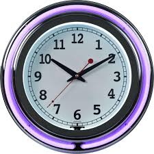 One is an accent colored neon ring on the exterior and the other is a brilliant white neon ring on the interior of the clock to light up your favorite logo. Trademark 3 In X 14 In Purple Double Ring Neon Clock 99 1099pr The Home Depot Purple Wall Clocks Neon Clock Chrome Wall Clock