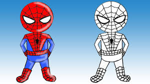 From the second set of parallel lines within the left hexagon, extend two straight, parallel lines. How To Draw Spiderman Cute Step By Step Easy Fun To Draw For Kids Youtube