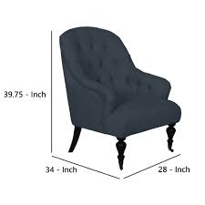 Complete your home bar or kitchen island with dark wood dining chairs. 18 5 Inch Button Tufted Fabric Upholstered Armchair Dark Blue Overstock 33137505