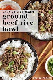 Easy Korean Ground Beef Rice Bowl On The Table In 20 Min Recipe Beef Rice Bowl Recipe Beef And Rice Ground Beef Rice