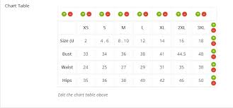 Woocommerce Product Chart Sizes Table Documentation Gema75