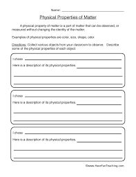 Physical Properties Matter Worksheet Describe The Physical Properties Of 3 Objects Informat Matter Worksheets Properties Of Matter States Of Matter Worksheet