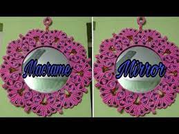 How To Make Macrame Flower Heart Design Mirror Diy Youtube Macrame Mirror Macrame Toran Mirror