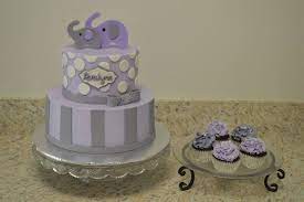 Purple And Grey Elephant Baby Shower Cake And Cupcakes Gray Elephant Baby Shower Baby Shower Purple Office Baby Showers