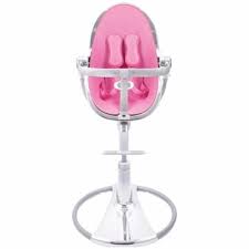 bloom fresco highchair with silver frame in rosy pink leatherette baby high chair large seat pads silver frame