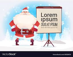 Santa Claus Standing With Empty Flip Chart For