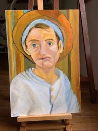 TRES BELLE PEINTURE 19 x 30 cm portrait par Jean Burkhalter EUR 5,00